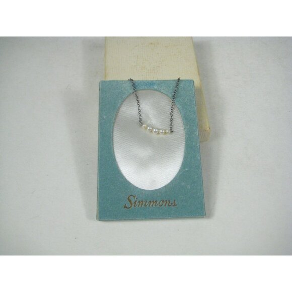 Delicate Pearl Sterling Silver 925 Minimalist Necklace Simmons Jewelry Choker - Picture 1 of 8
